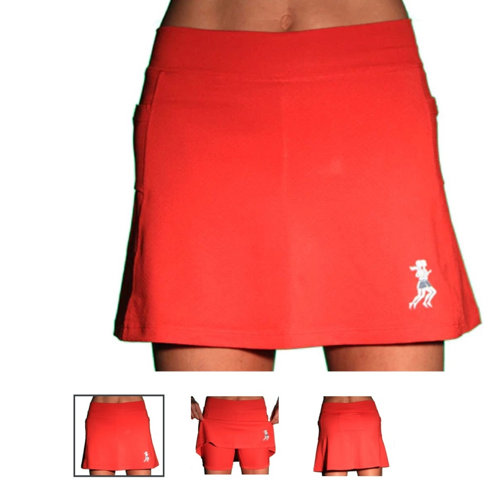 Running Skirts Orange Skirt with Compression Shorts